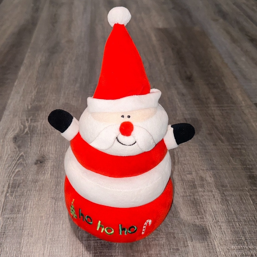 Plush Santa Christmas Holiday Baby Stacking Rings w/ Jingle Bell Rattle